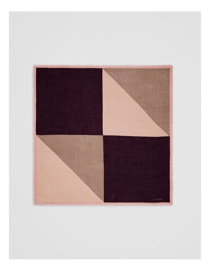 Wool Geometric Scarf in Mulberry image 3