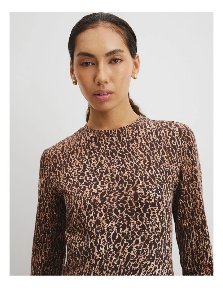 Australian Cotton Blend Print Jersey Dress in Mottled Spot image 2