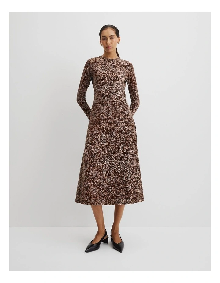 Australian Cotton Blend Print Jersey Dress in Mottled Spot image 3