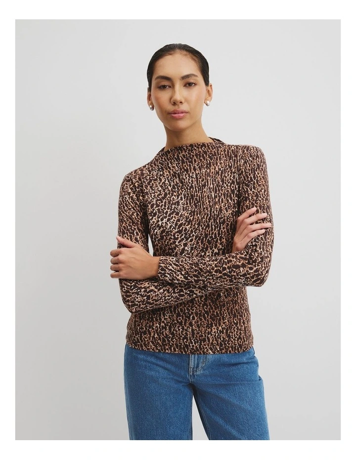 Print Jersey Top in Mottled Spot image 1