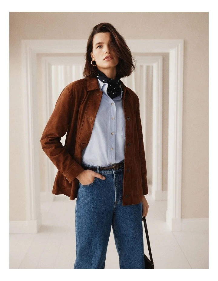Suede Jacket in Cognac image 2
