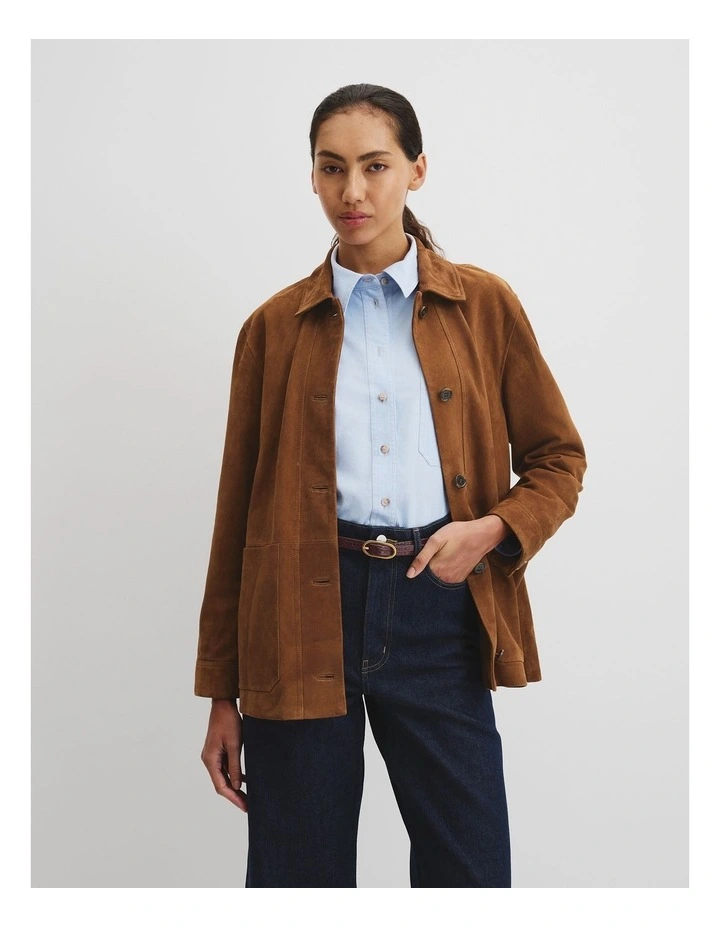 Suede Jacket in Cognac image 3