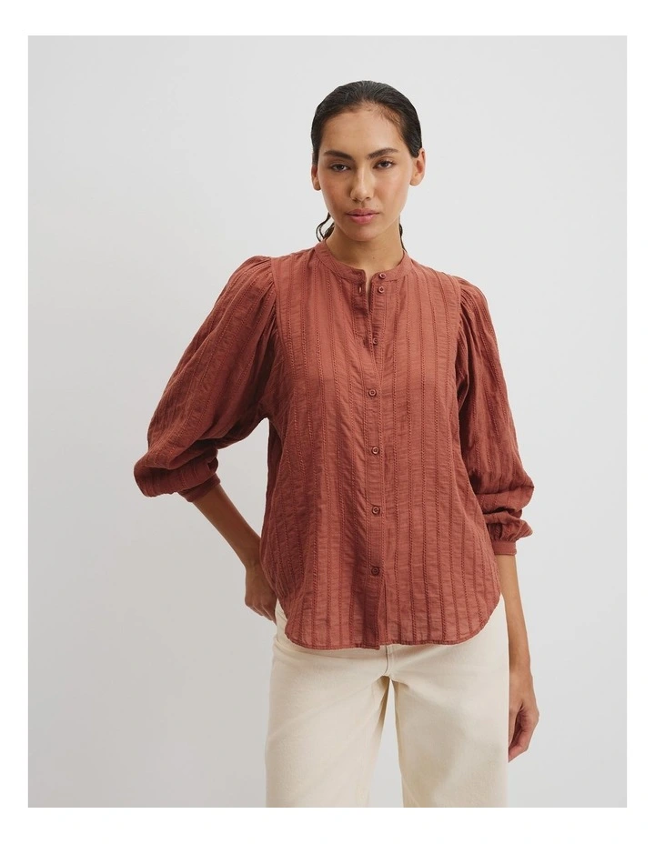 Textured Dolman Blouse in Redwood image 1