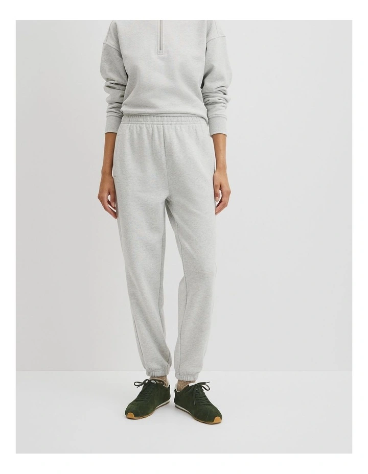Australian Cotton Cuffed Track Pant in Light Grey Marle image 2