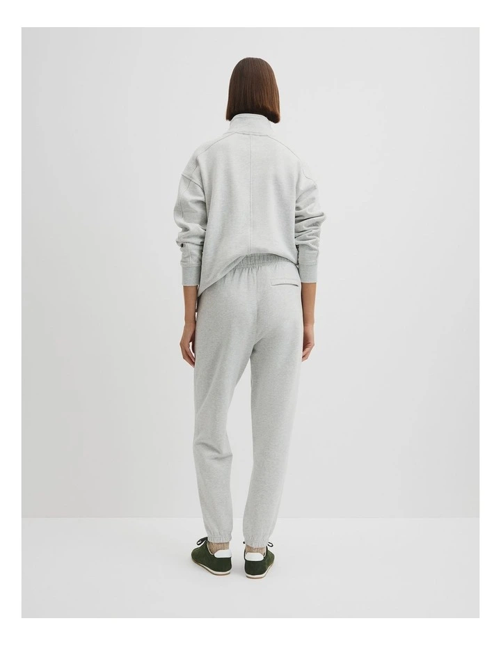 Australian Cotton Cuffed Track Pant in Light Grey Marle image 4
