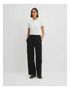 Australian Good Earth Cotton Straight Leg Track Pant in Black