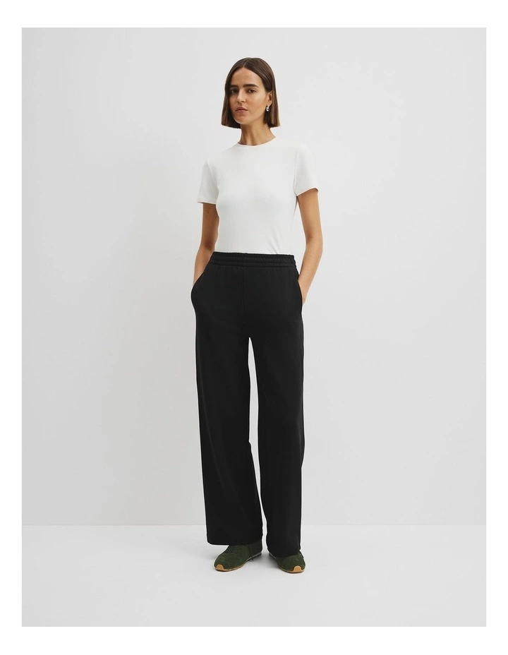 Australian Good Earth Cotton Straight Leg Track Pant in Black image 1