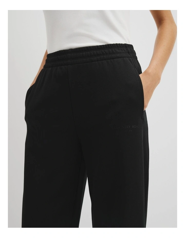Australian Good Earth Cotton Straight Leg Track Pant in Black image 3