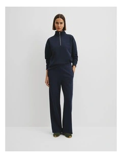 Australian Good Earth Cotton Straight Leg Track Pant in Navy