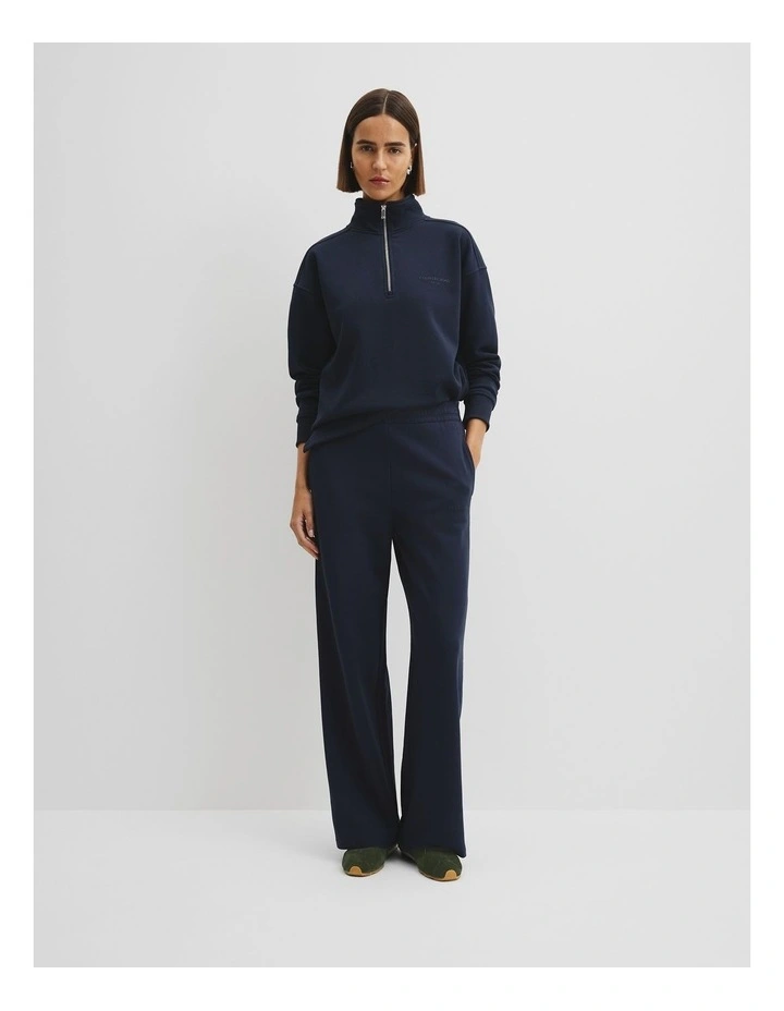 Australian Good Earth Cotton Straight Leg Track Pant in Navy image 1