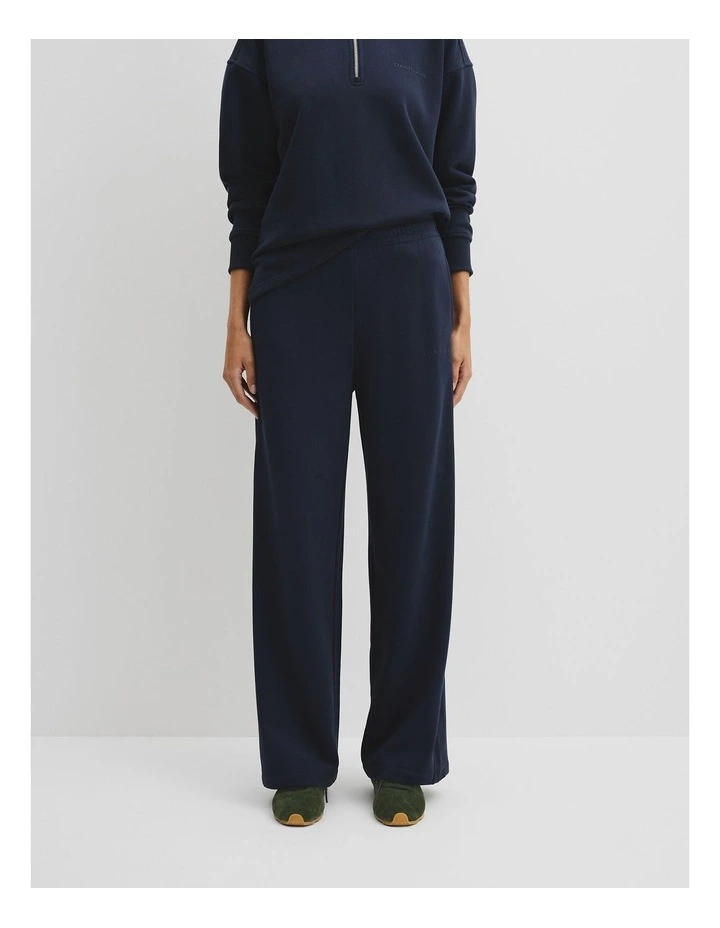 Australian Good Earth Cotton Straight Leg Track Pant in Navy image 2