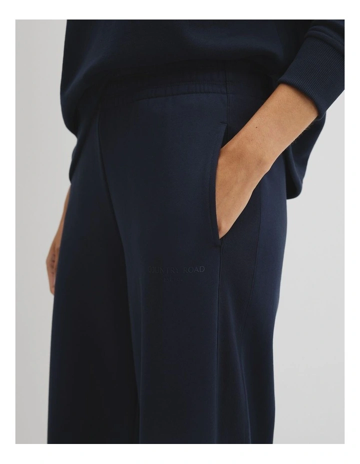 Australian Good Earth Cotton Straight Leg Track Pant in Navy image 3