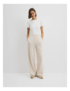 Australian Good Earth Cotton Straight Leg Track Pant in Nougat Marle