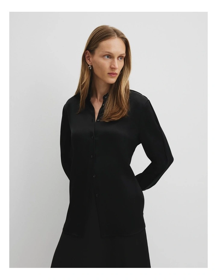 Satin Shirt in Black image 1