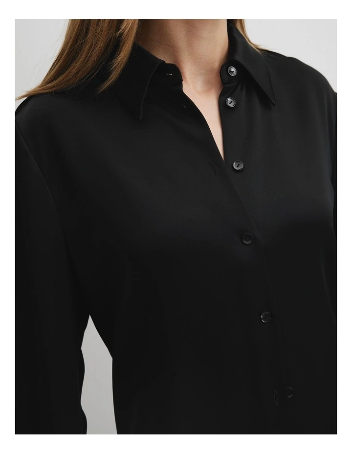 Satin Shirt in Black image 3