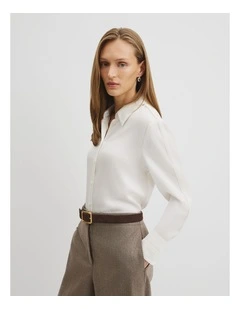 Satin Shirt in Antique White