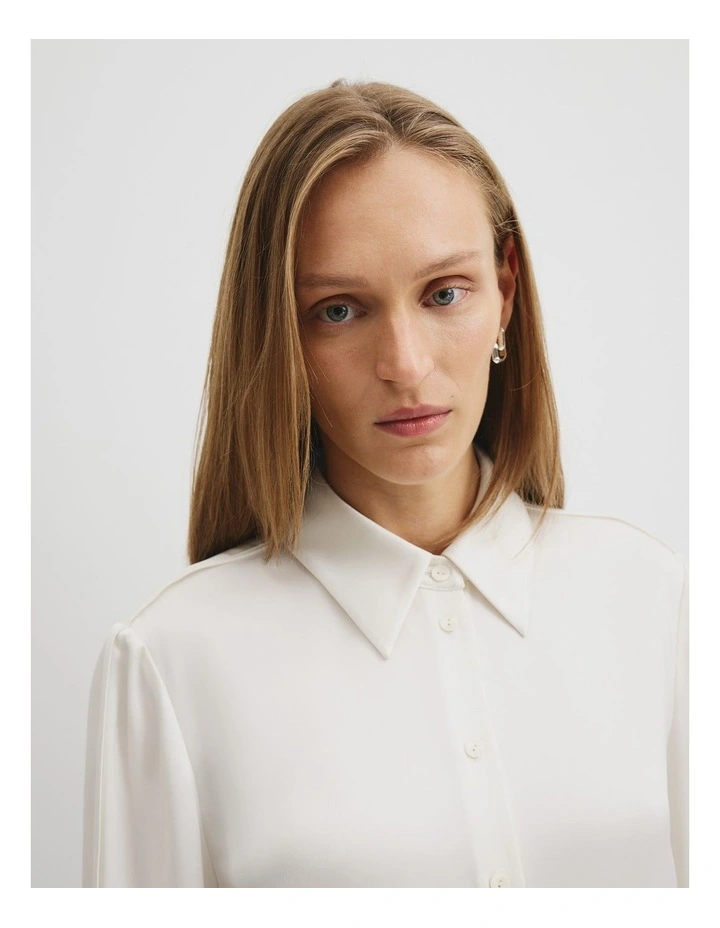 Satin Shirt in Antique White image 2