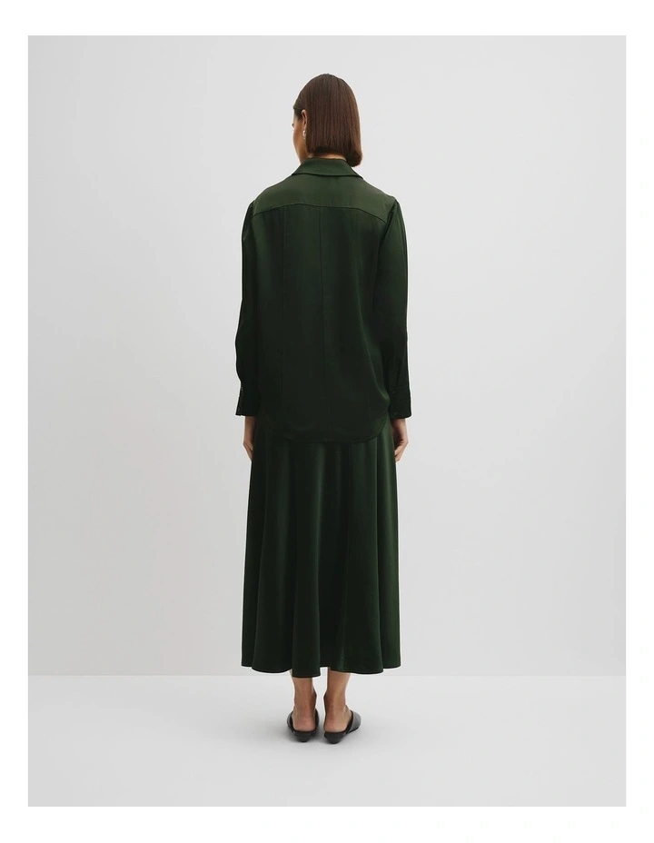Satin Shirt in Moss Green image 4