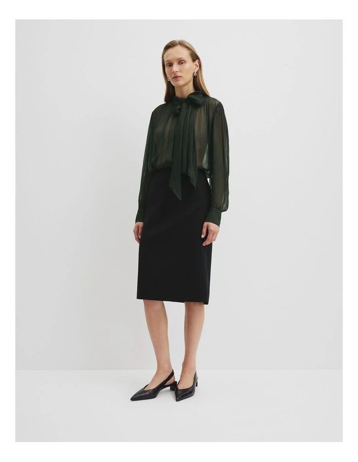 Pussybow Blouse in Moss Green image 3