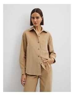 Corduroy Shacket in Almond