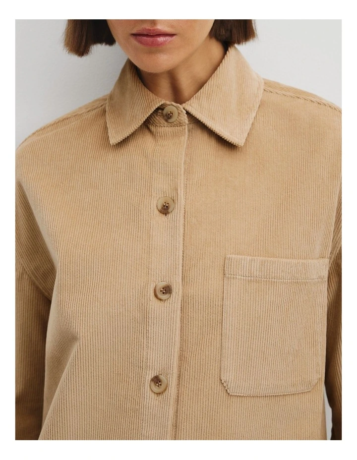 Corduroy Shacket in Almond image 3
