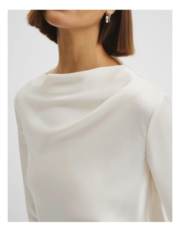 Draped Long Sleeve Blouse in Antique White image 4