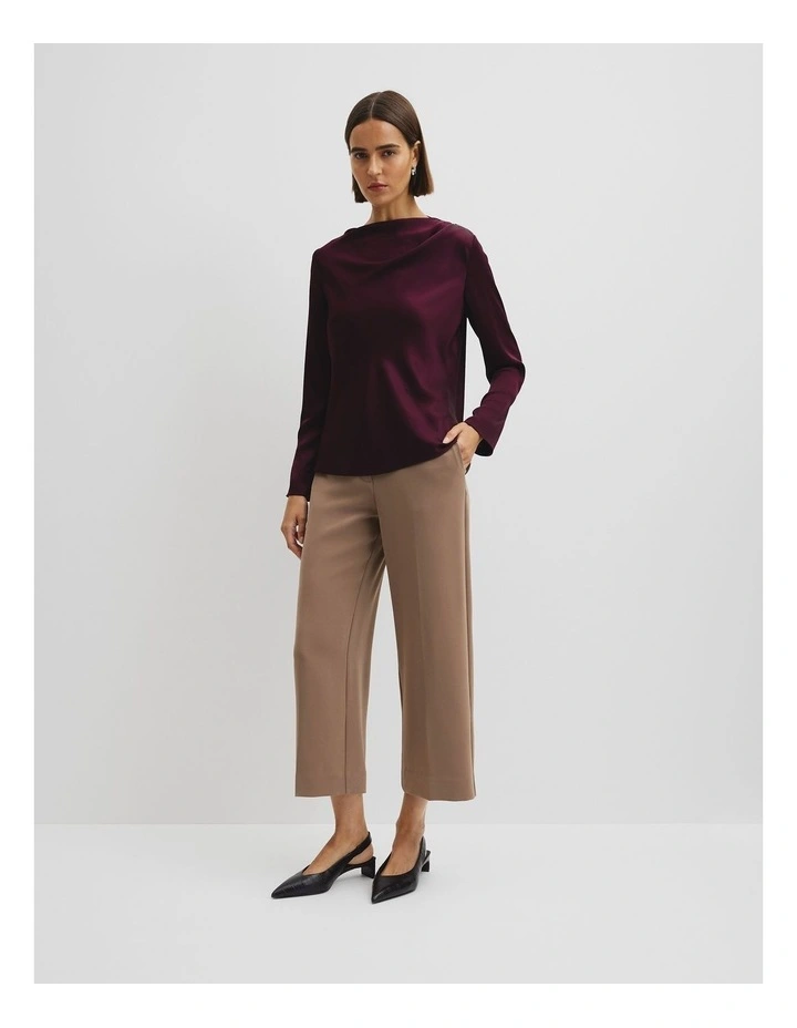 Draped Long Sleeve Blouse in Mulberry image 2