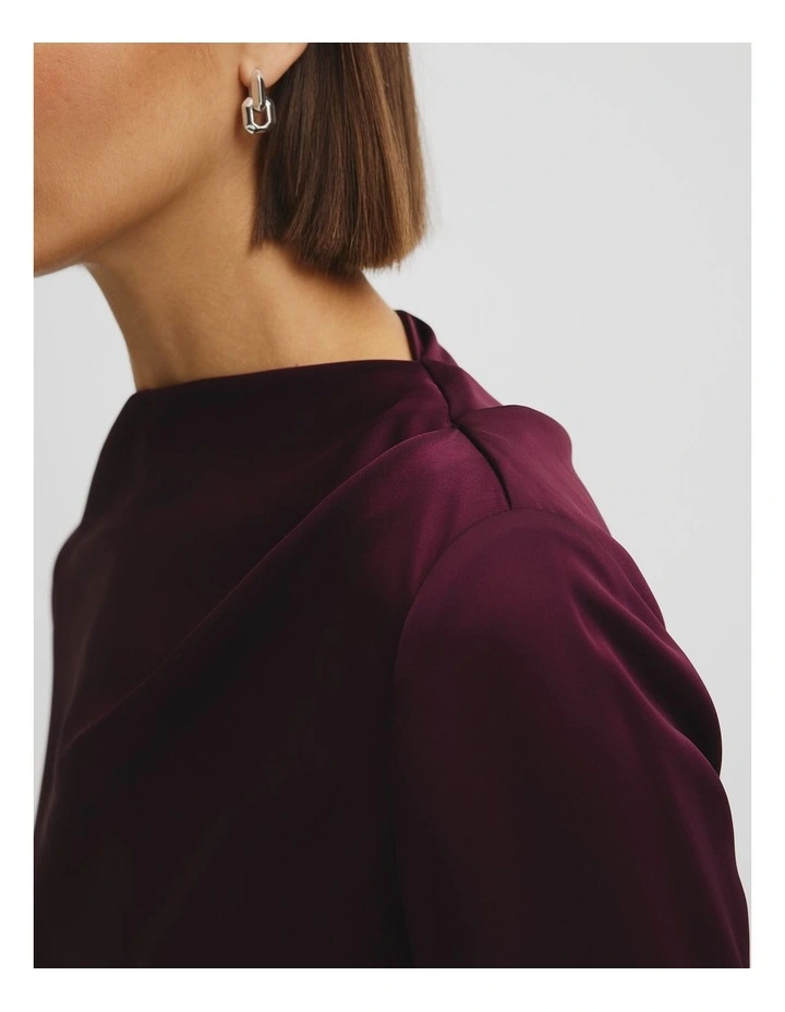 Draped Long Sleeve Blouse in Mulberry image 3