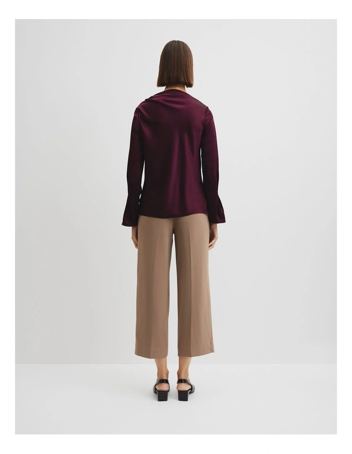 Draped Long Sleeve Blouse in Mulberry image 4