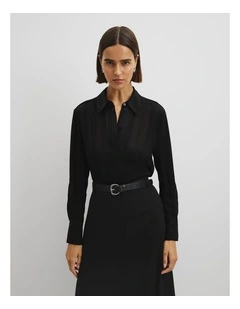 Self Stripe Shirt in Black