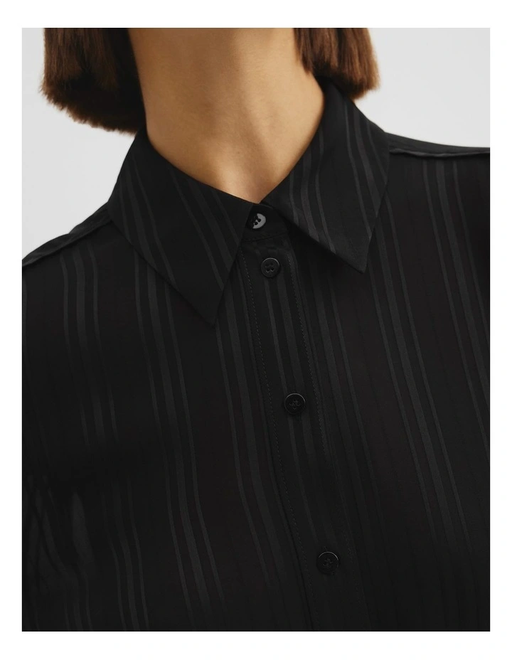 Self Stripe Shirt in Black image 3