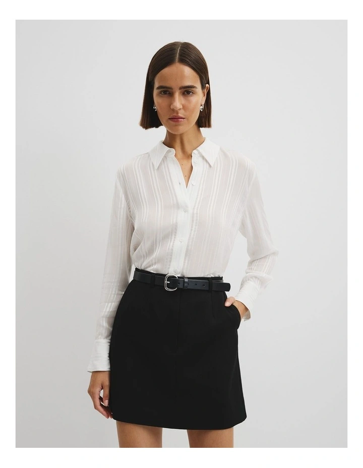 Self Stripe Shirt in Antique White image 1