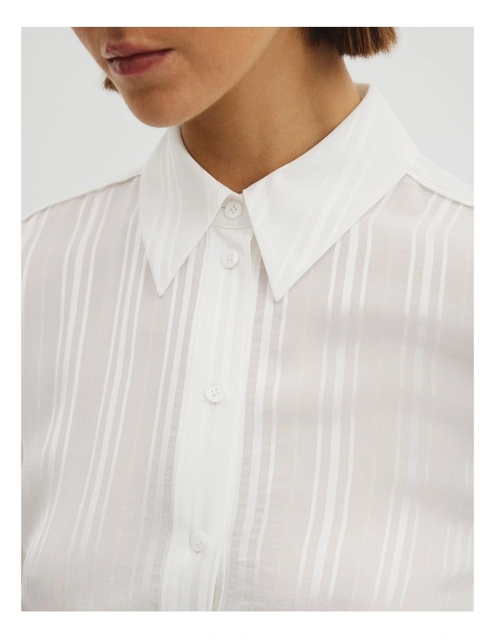 Self Stripe Shirt in Antique White image 3