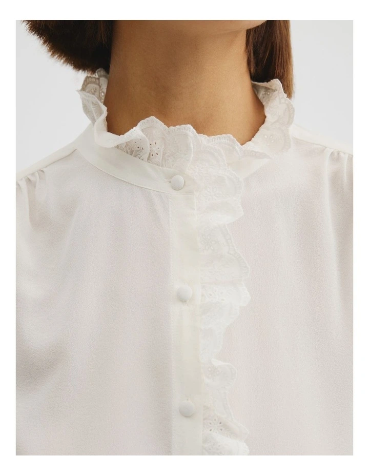 Long Sleeve Ruffle Shirt in Antique White image 3