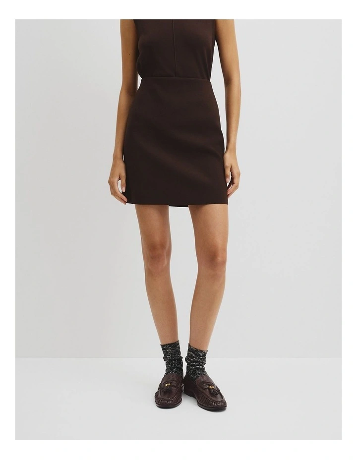 Compact Knit Mini Skirt in Cocoa Bean image 2