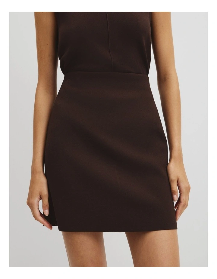 Compact Knit Mini Skirt in Cocoa Bean image 3