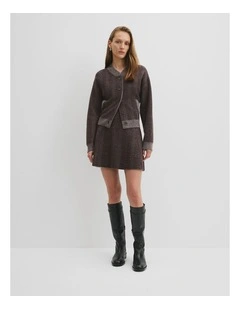 Herringbone Knit Skirt in Cocoa Bean Twist