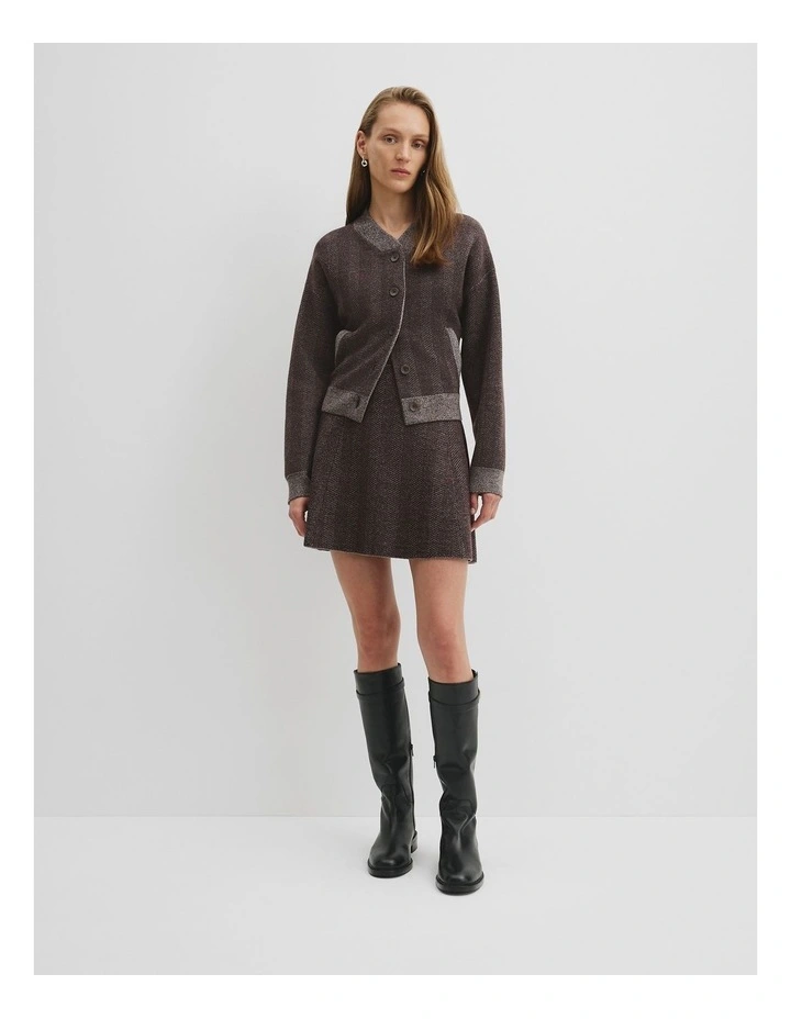 Herringbone Knit Skirt in Cocoa Bean Twist image 1