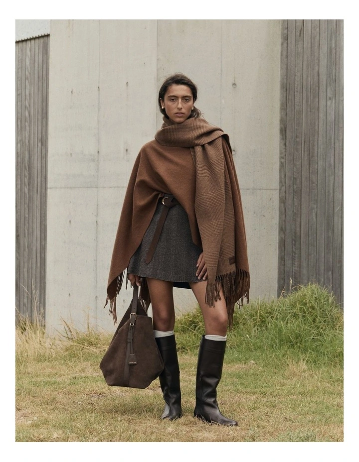 Herringbone Knit Skirt in Cocoa Bean Twist image 2