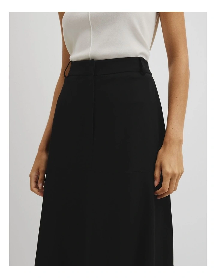 Crepe Midi Skirt in Black image 3