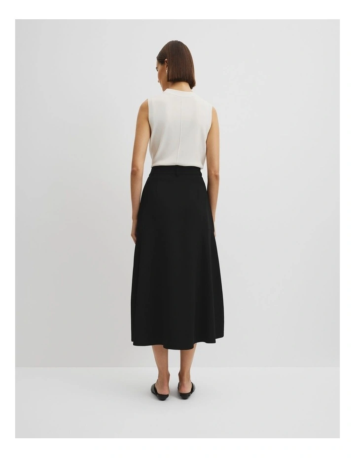 Crepe Midi Skirt in Black image 4