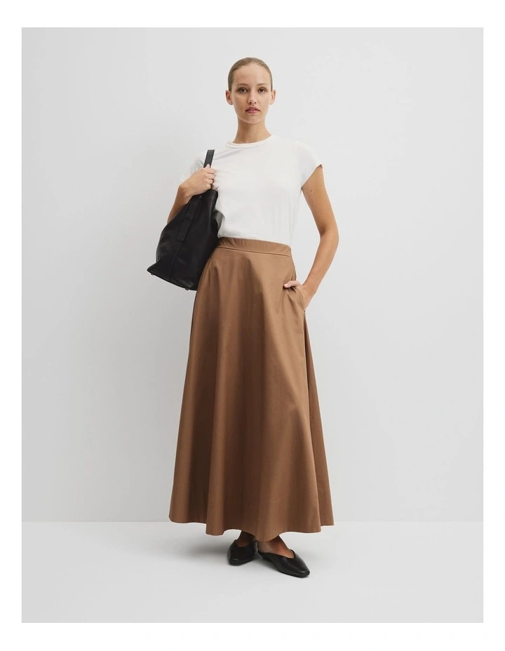Dirndl Maxi Skirt in Light Cognac image 1
