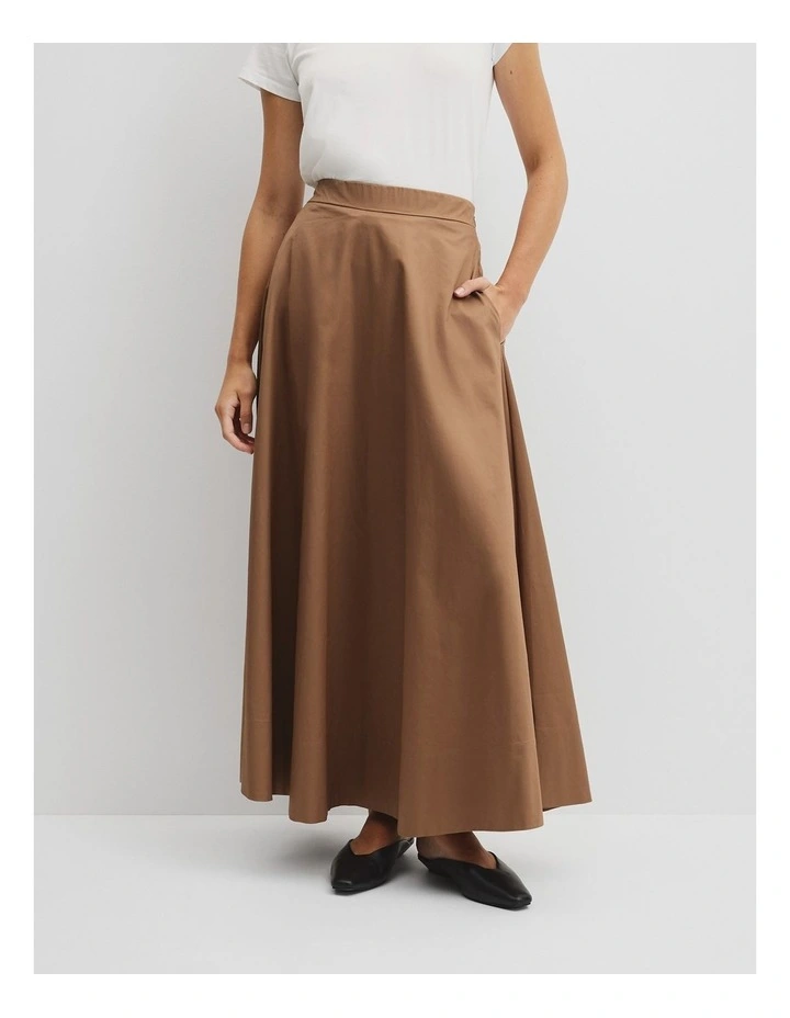 Dirndl Maxi Skirt in Light Cognac image 2