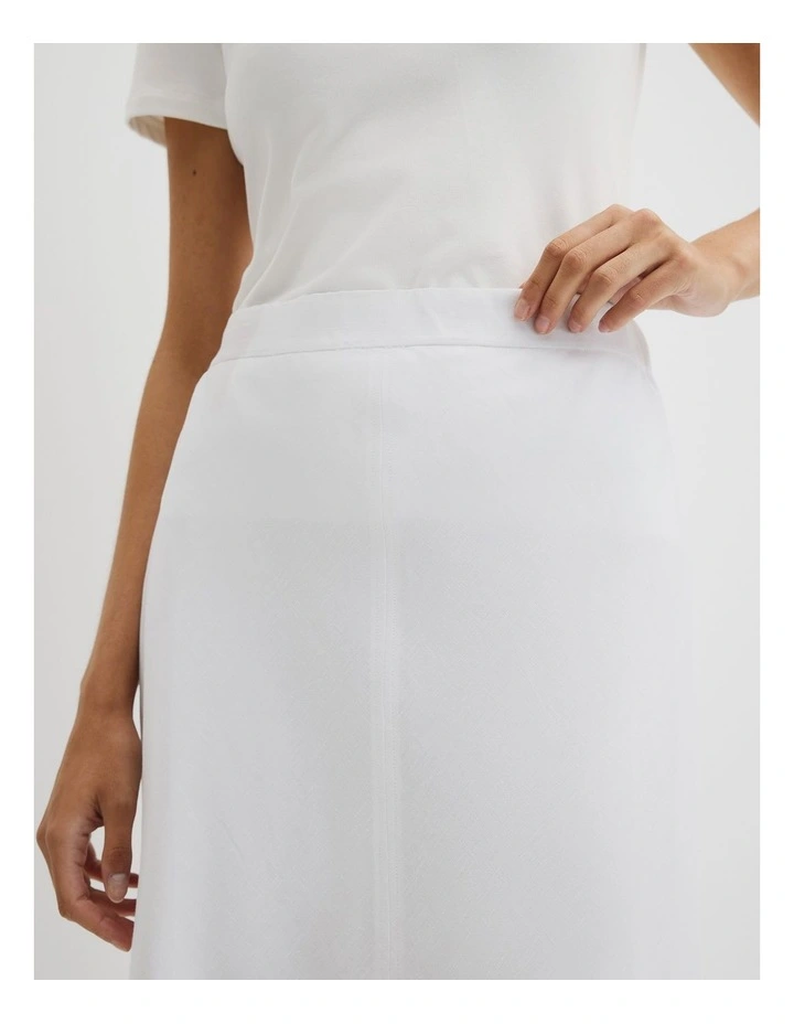 Organically Grown Linen Pull On Midi Skirt in White image 3