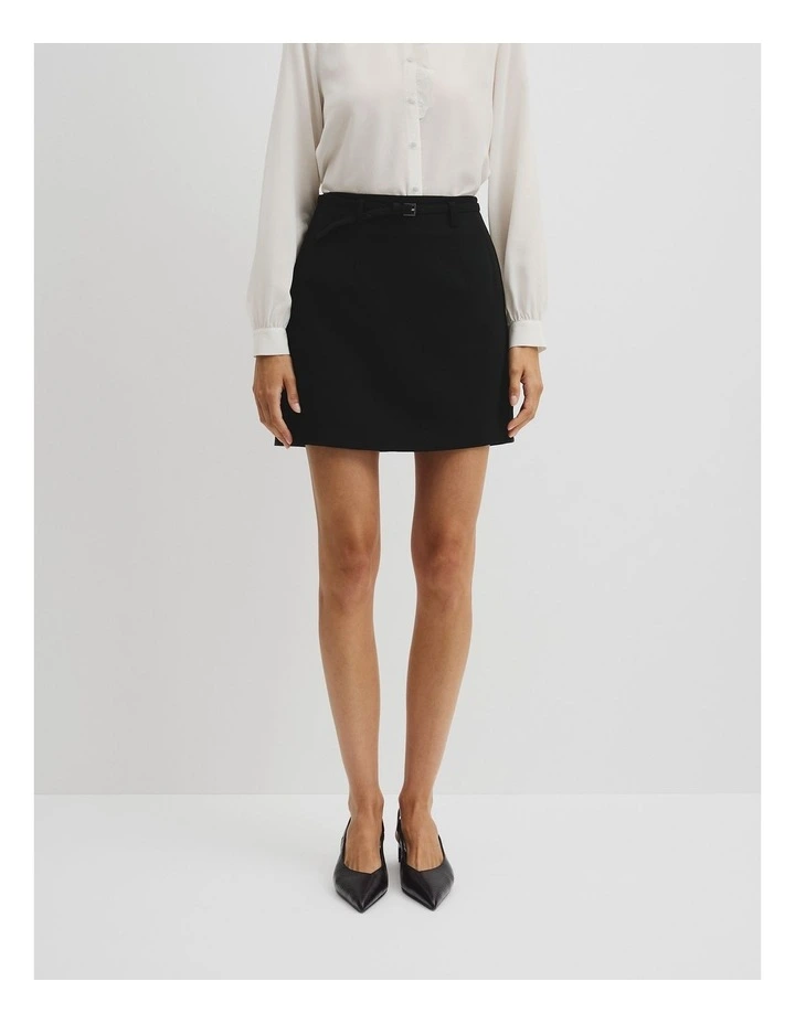 Belted Mini Skirt in Black image 2