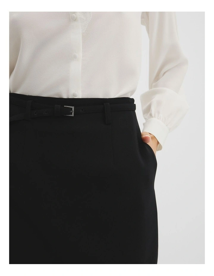 Belted Mini Skirt in Black image 3
