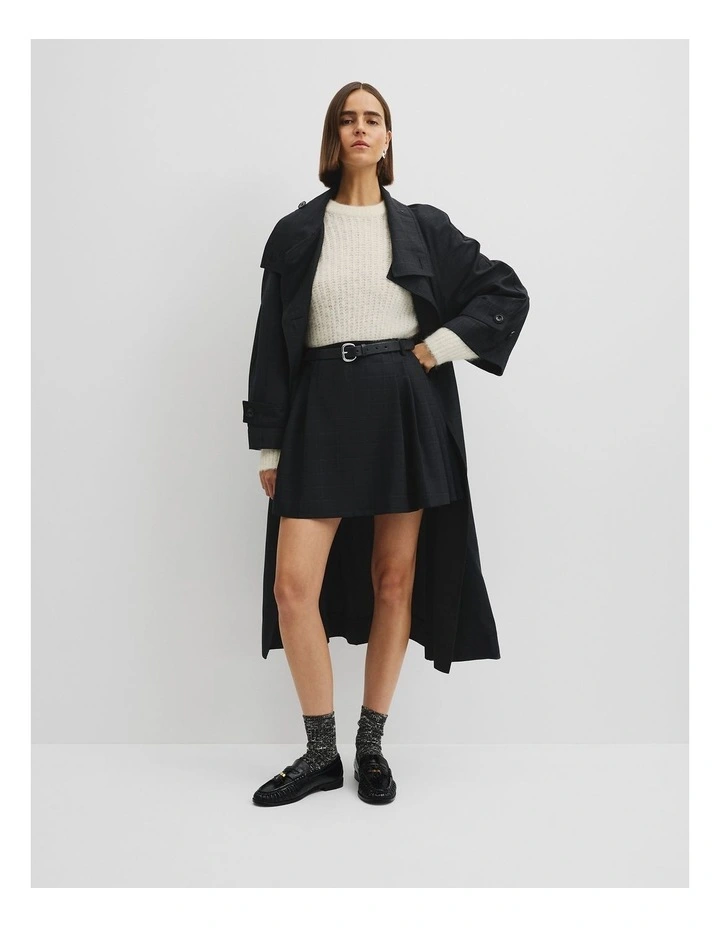 Check Pleat Skirt in Charcoal Check image 1