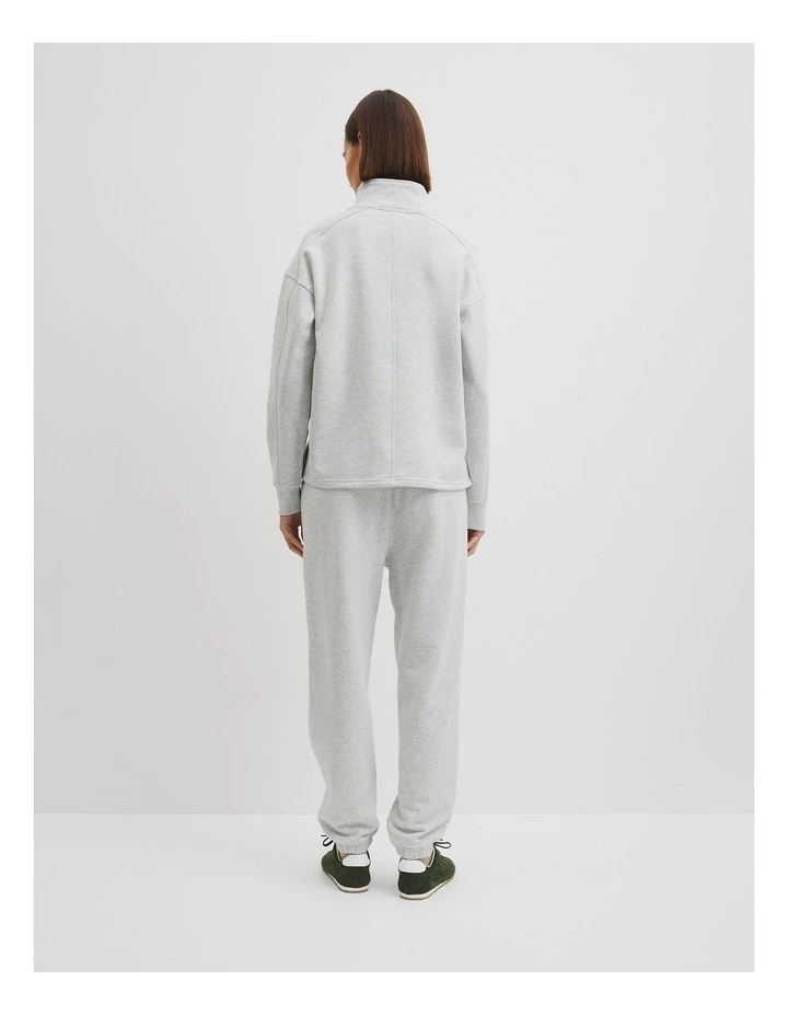 Australian Good Earth Cotton Zip Neck Sweat in Light Grey Marle image 4
