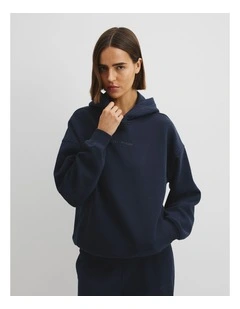 Australian Good Earth Cotton Pull Over Hooded Sweat in Navy