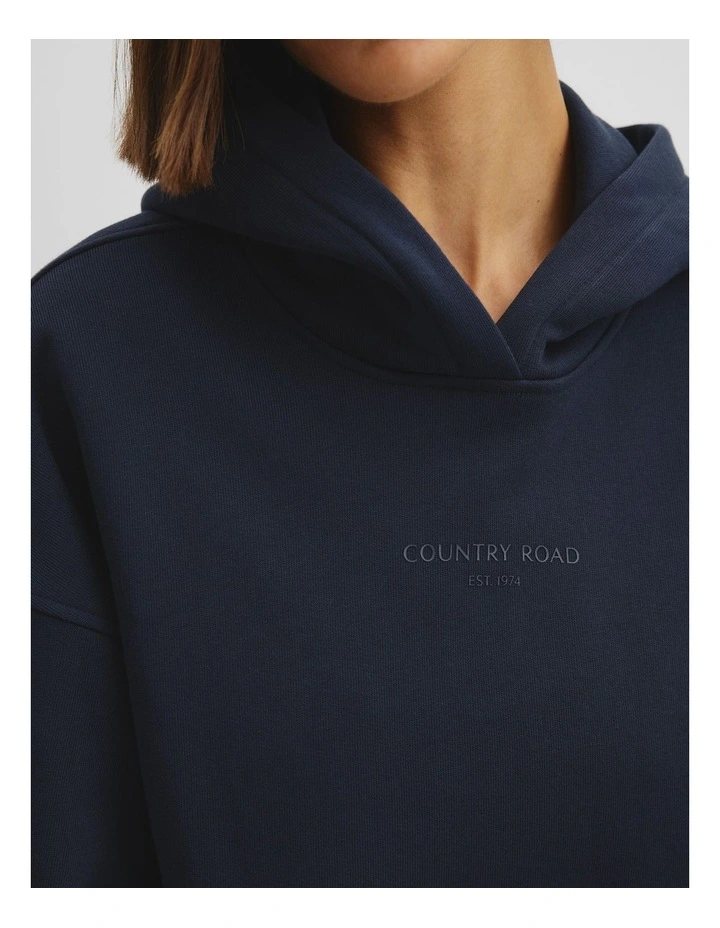 Australian Good Earth Cotton Pull Over Hooded Sweat in Navy image 3